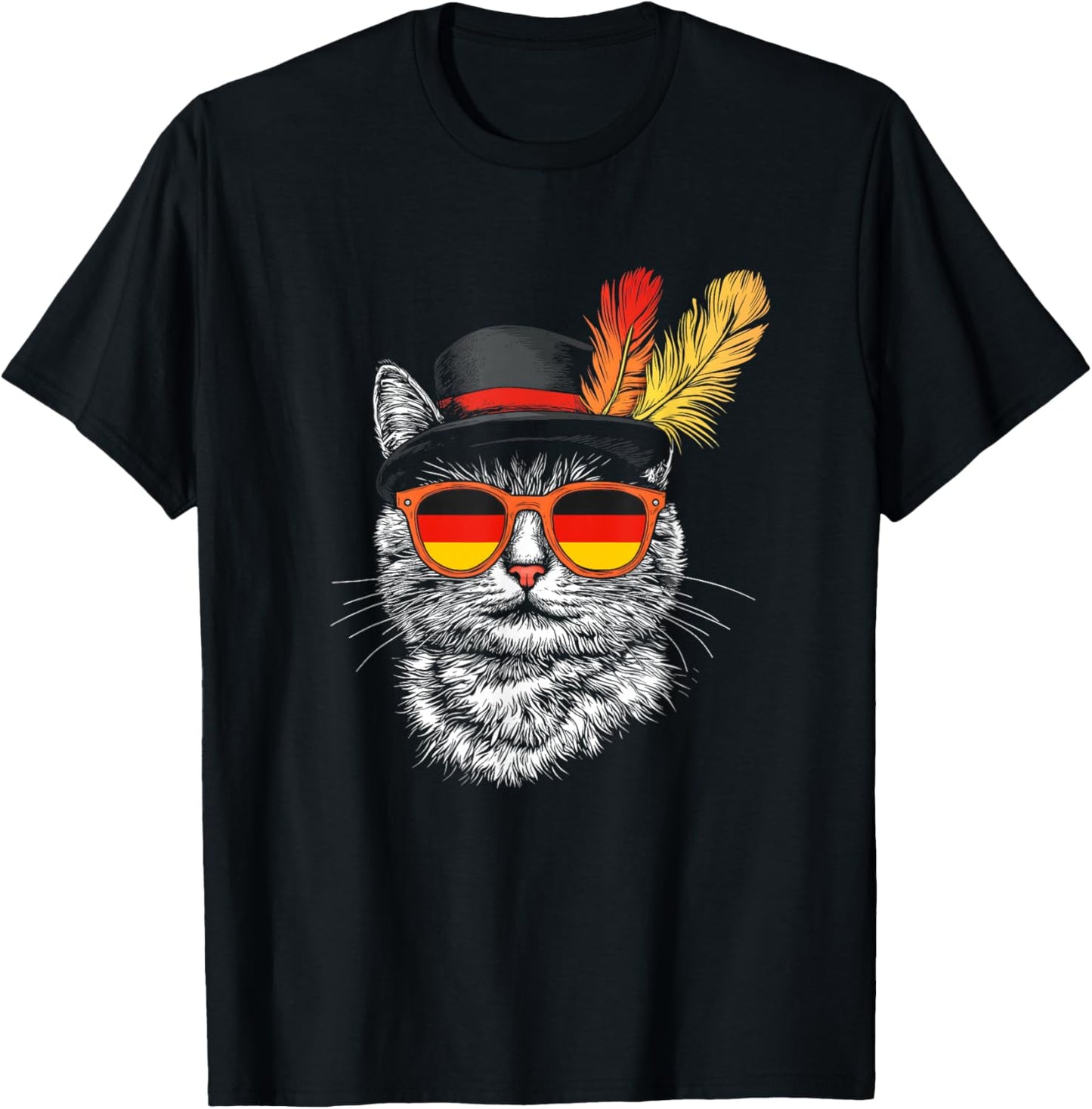 Cute Cat German Flag Oktoberfest Costume Germany Festival T-Shirt - T-Shirt | Black
