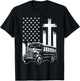 Bus Driver Patriotic Christian USA Flag School Bus Driver T-Shirt - T-Shirt | Black
