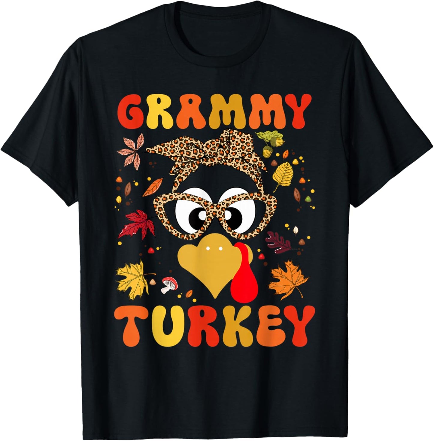Grammy Turkey Matching Family Thanksgiving T-Shirt - T-Shirt | Black