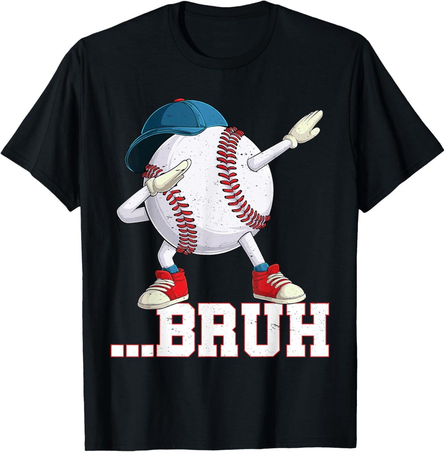 Bruh Funny Dabbing Baseball Players Gift Boys Girls Kids T-Shirt - T-Shirt | Black
