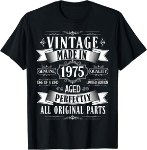 Vintage 50th birthday men Born 1975 50 years old Bday T-Shirt - T-Shirt | Black