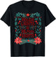 Holiday Lights and Human Rights, Floral Feminist Christmas T-Shirt - T-Shirt | Black