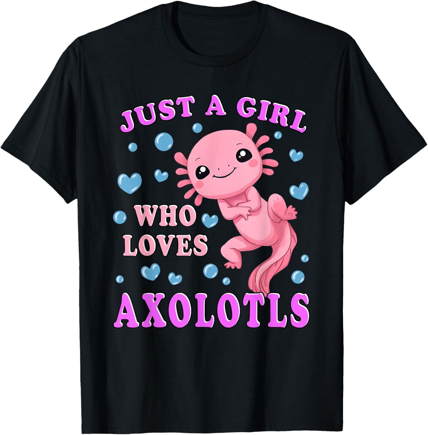 Axolotl Kawaii Cute Anime Axolotl for Teen Girls Kids T-Shirt - T-Shirt | Black