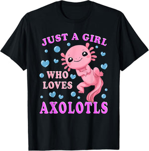 Axolotl Kawaii Cute Anime Axolotl for Teen Girls Kids T-Shirt - T-Shirt | Black