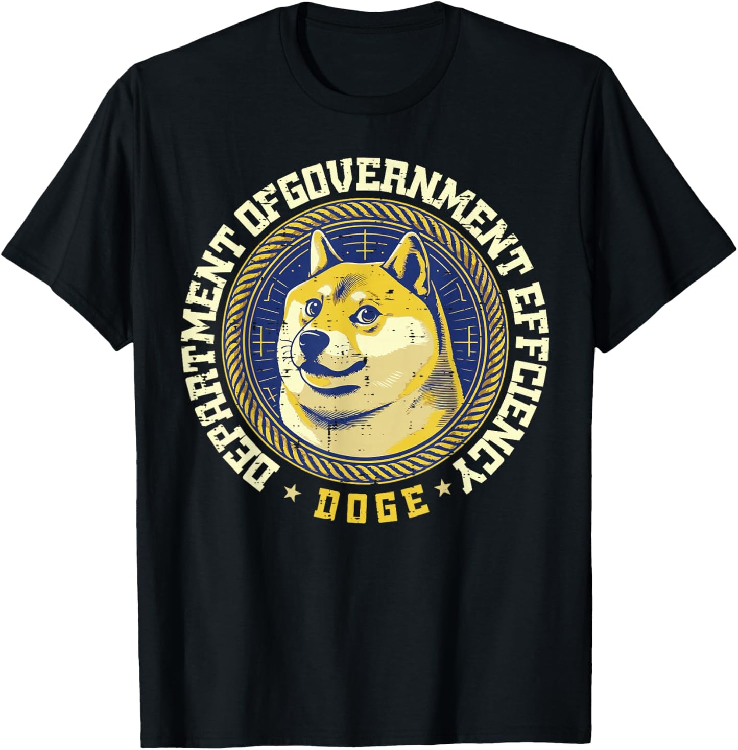 Doge Shiba Inu Face Department Of Government Efficiency Men T-Shirt - T-Shirt | Black