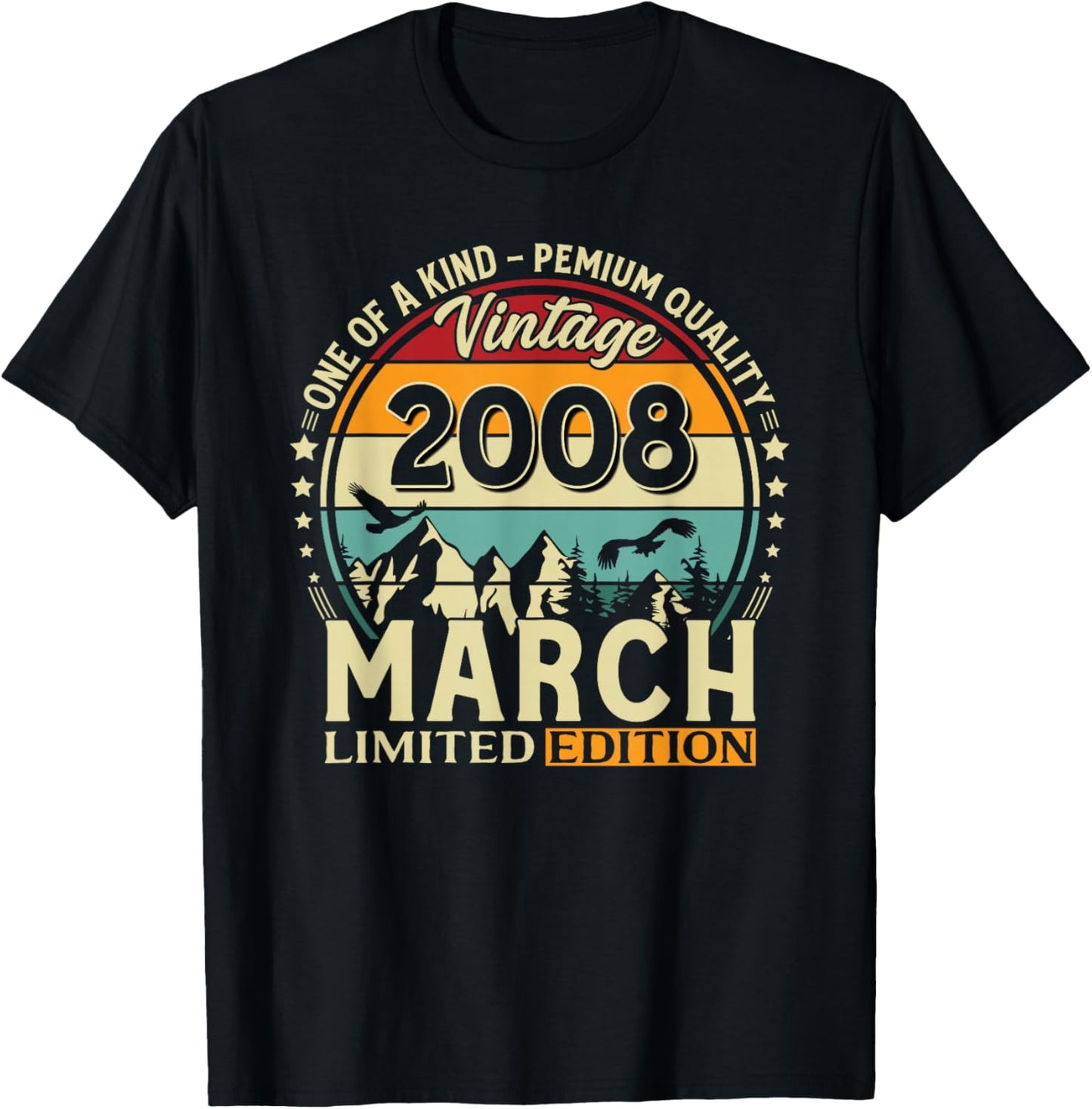 18 Ans Anniversaire Homme Cadeau Mars 2008 Vintage T-Shirt - T-Shirt | Black