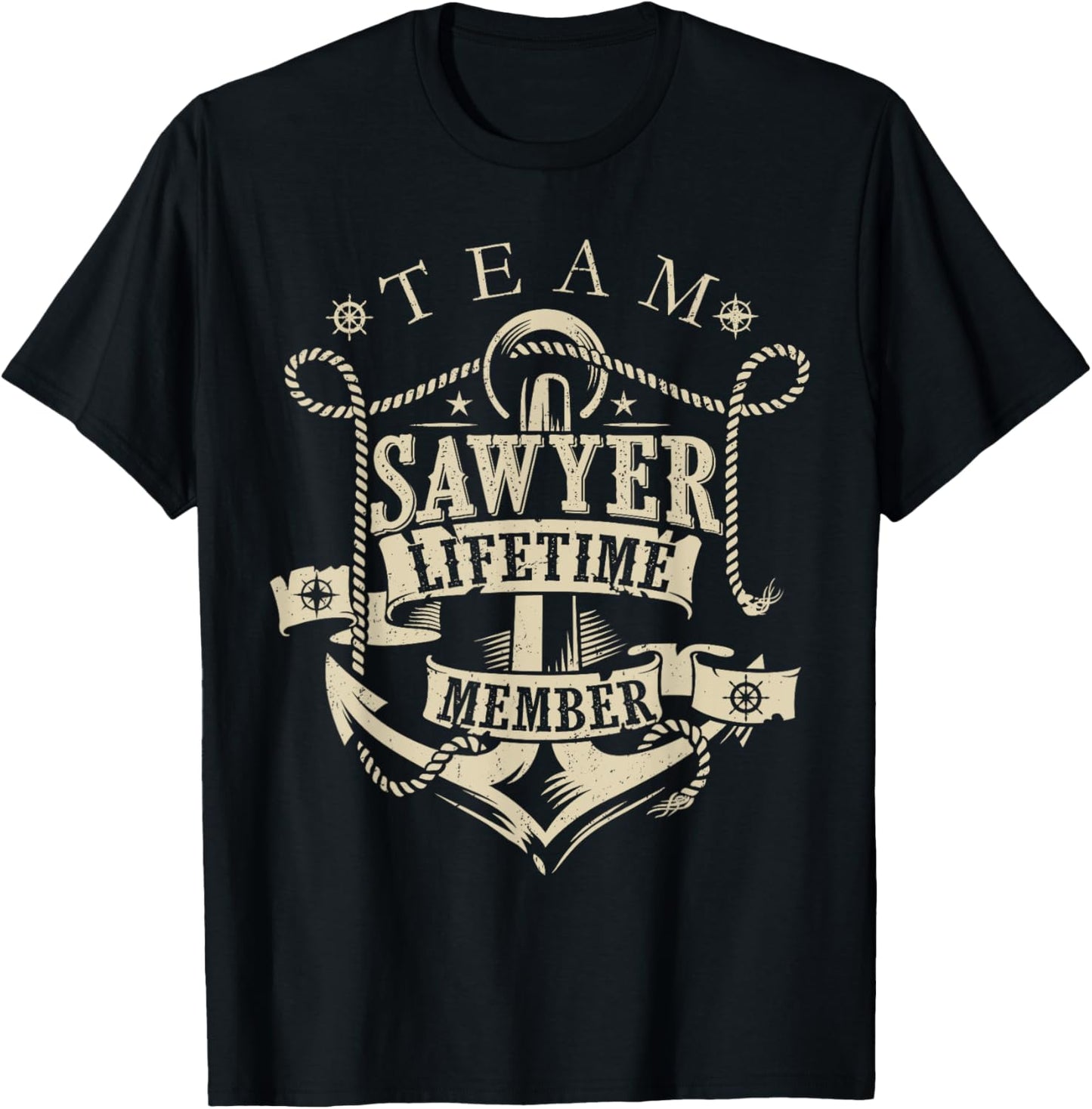 Team SAWYER Lifetime Member Vintage SAWYER Family Name T-Shirt - T-Shirt | Black
