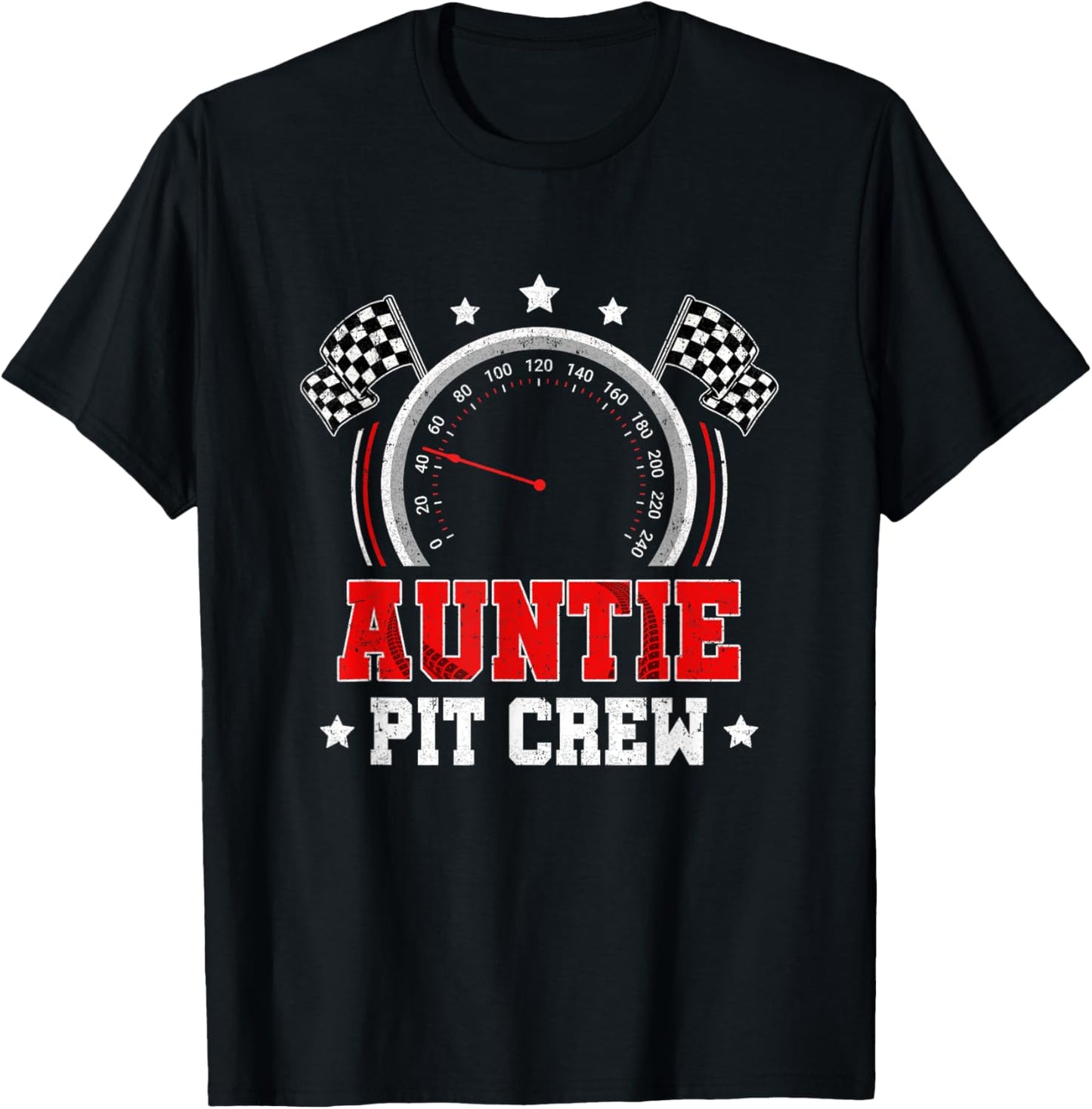 Auntie Pit Crew Race Car Birthday Party Racing Family T-Shirt - T-Shirt | Black