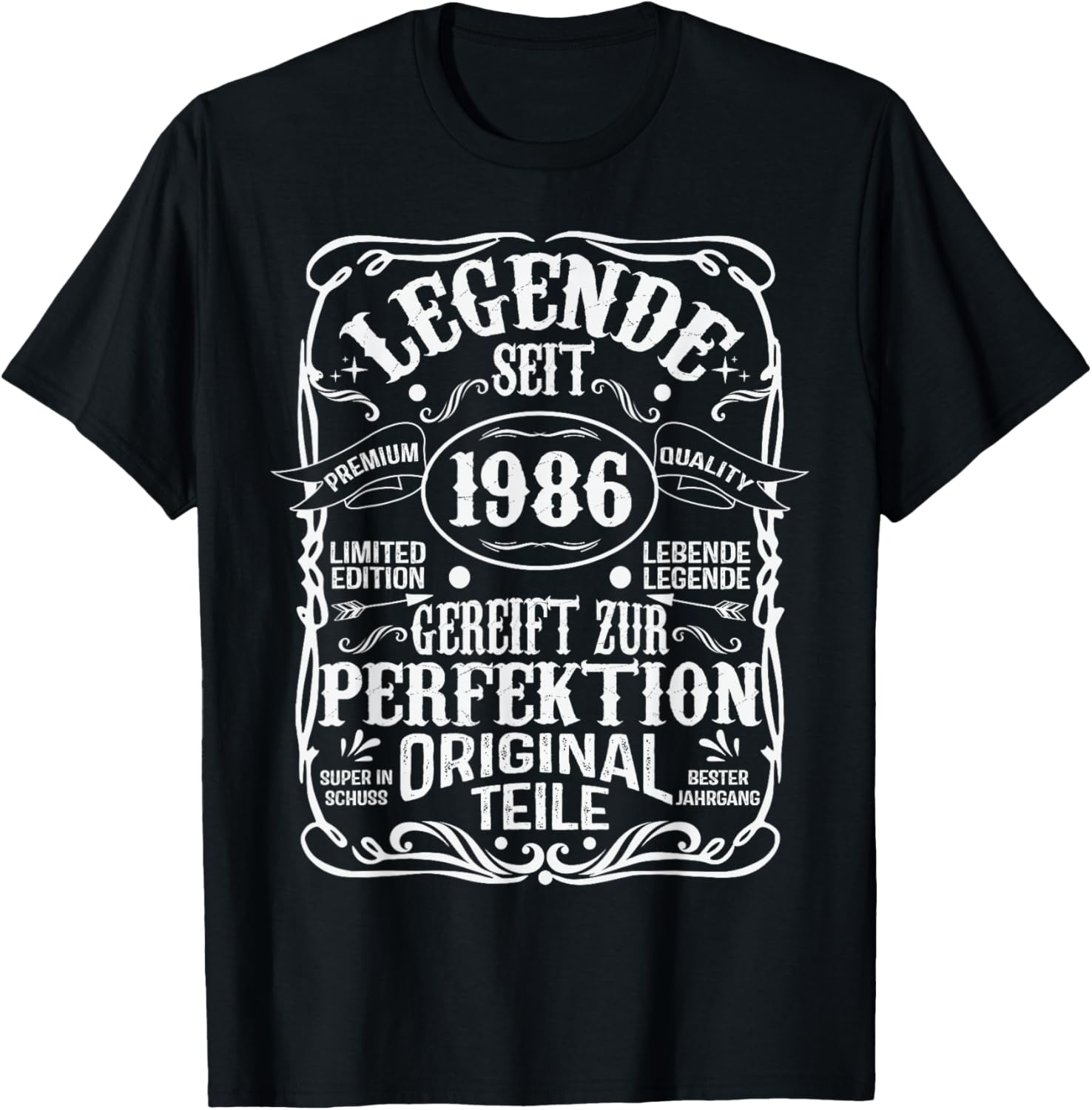 40th Birthday Man Woman 40 Years 1986 Decorative Gift Funny T-Shirt - T-Shirt | Black