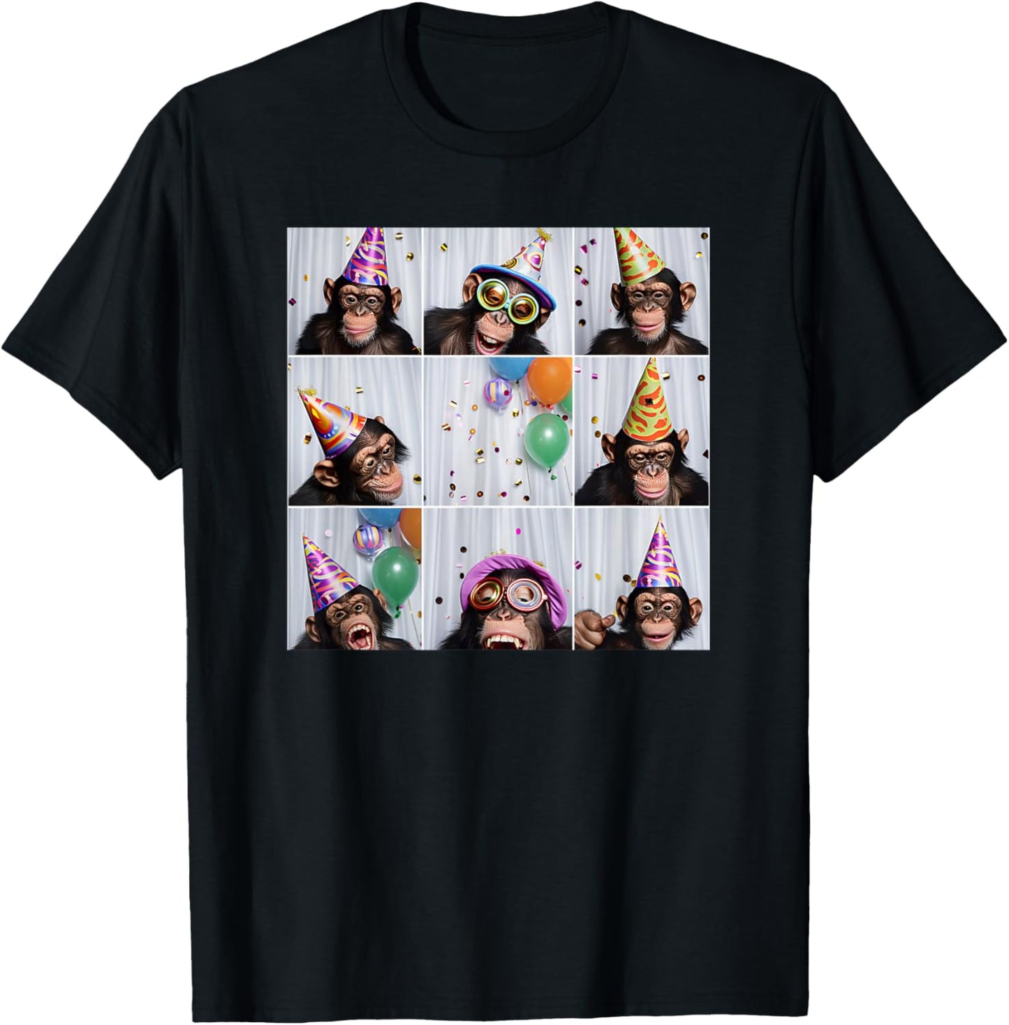 Funny Monkey Selfie Colorful Zoo Animal Monkey Birthday T-Shirt - T-Shirt | Black