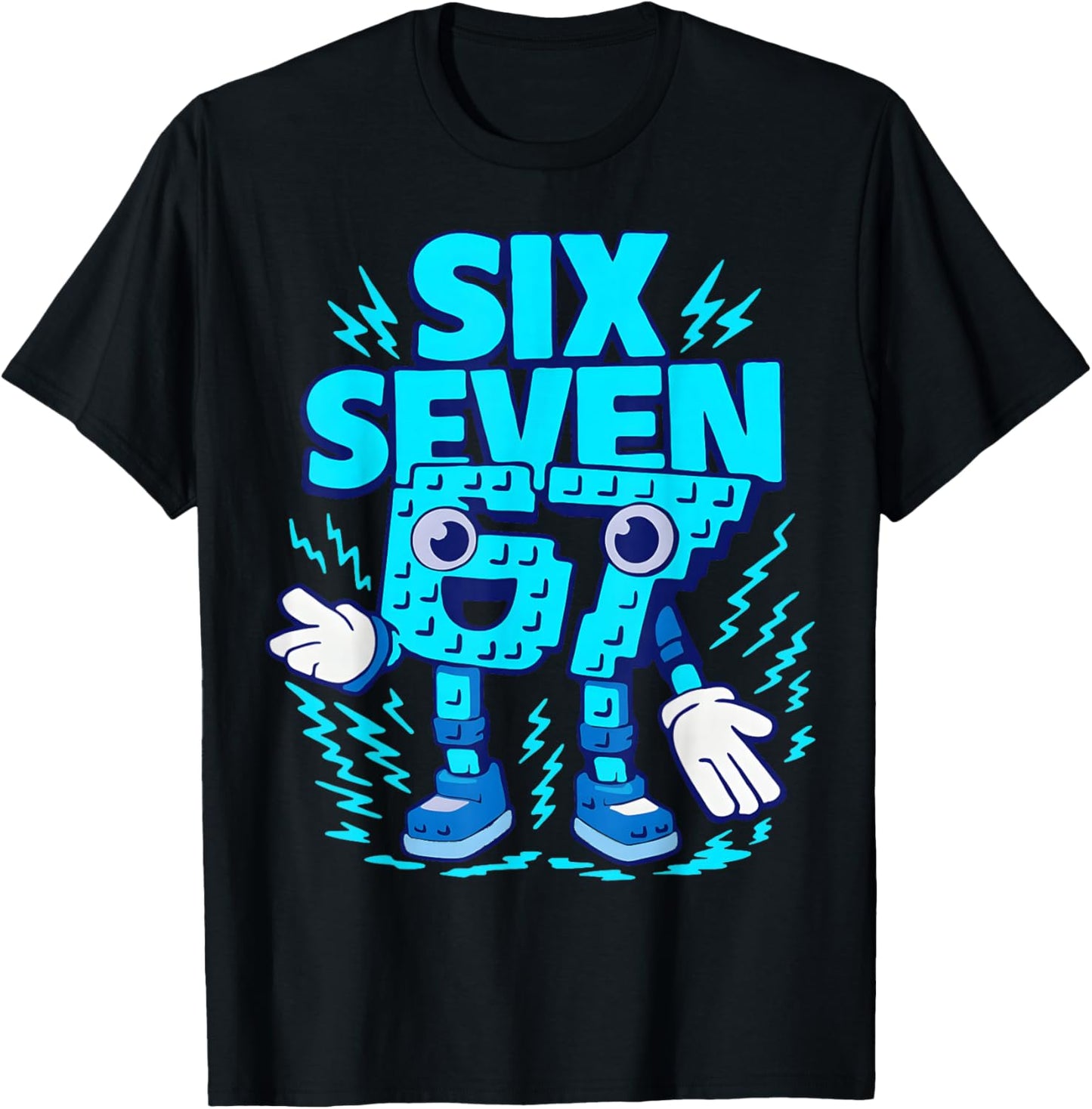 67 Six Seven 6-7 - Funny Italian Brainrot Kids Gaming Meme T-Shirt - T-Shirt | Black