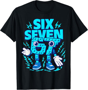 67 Six Seven 6-7 - Funny Italian Brainrot Kids Gaming Meme T-Shirt - T-Shirt | Black