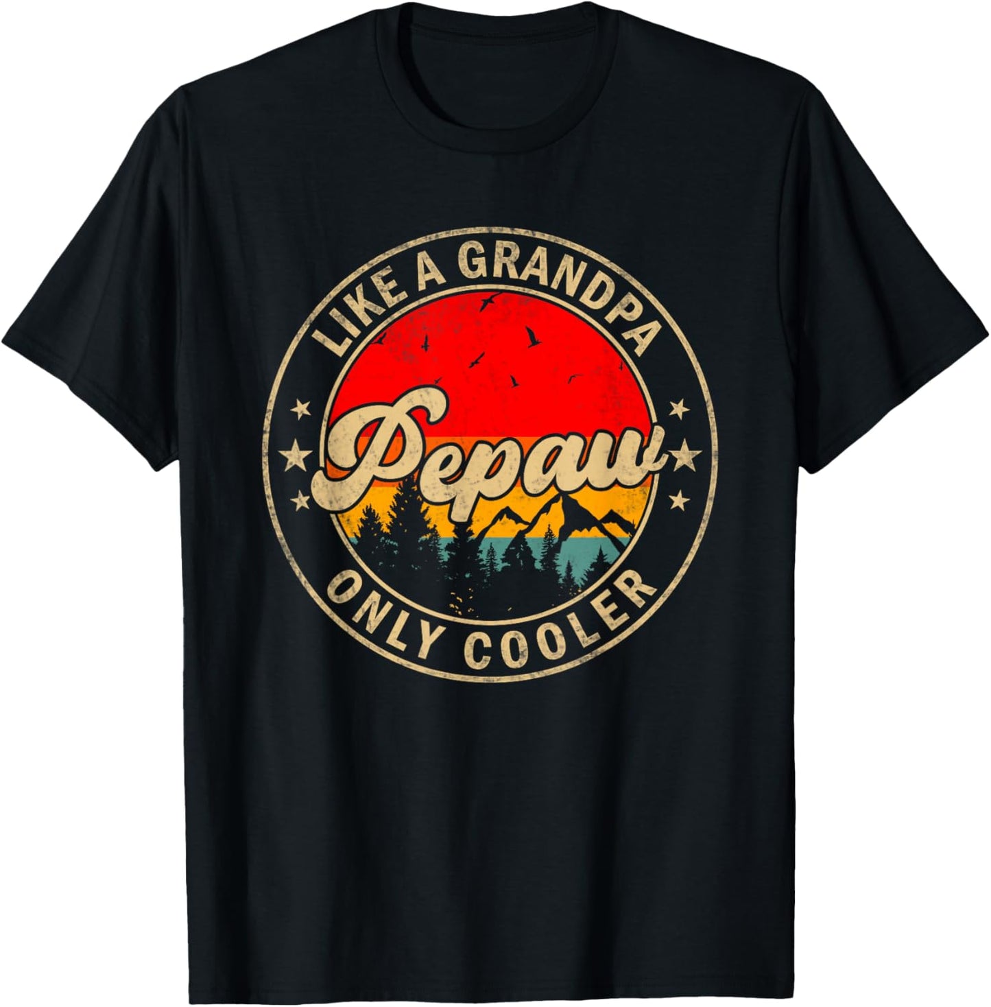 Pepaw Like A Grandpa Only Cooler Funny Papa Grandpa T-Shirt - T-Shirt | Black