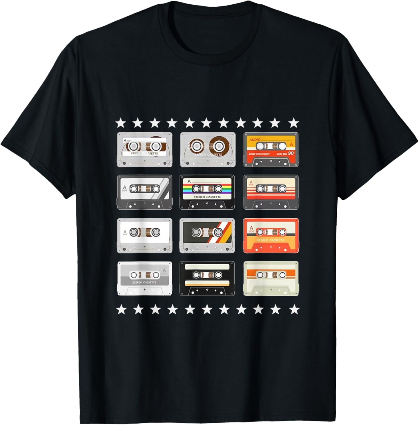 Vintage Cassette tapes Collection 80's 90's Music Mixtape T-Shirt - T-Shirt | Black