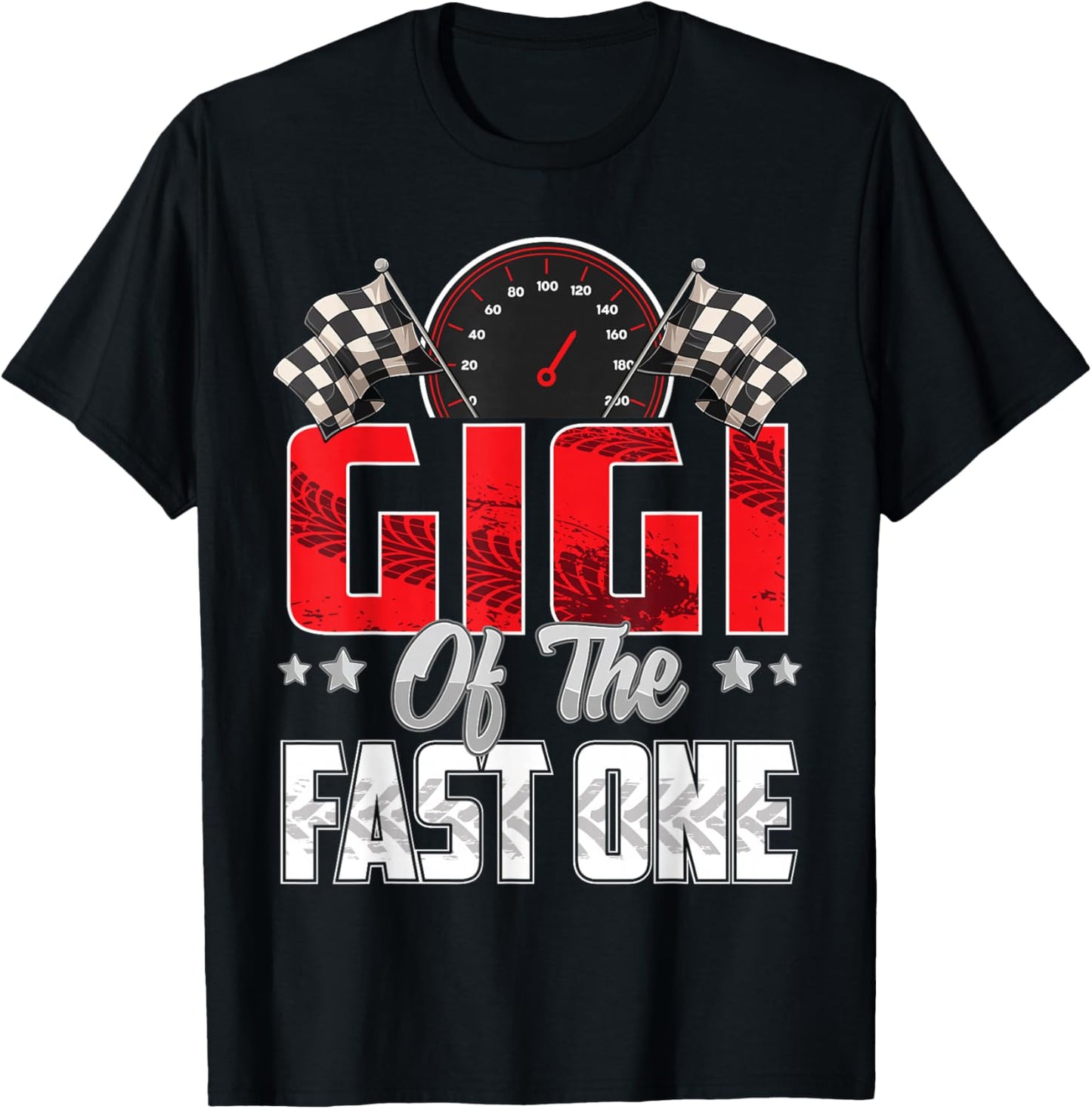 1 year old racing car fast one birthday 1st Family Gigi T-Shirt - T-Shirt | Black