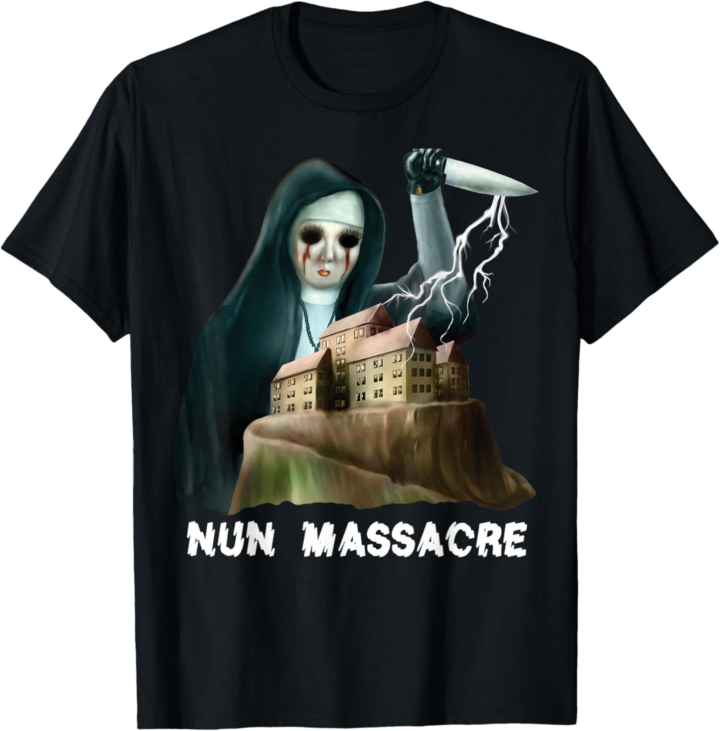 Nun Massacre Survival Horror Game Maniac T-Shirt - T-Shirt | Black