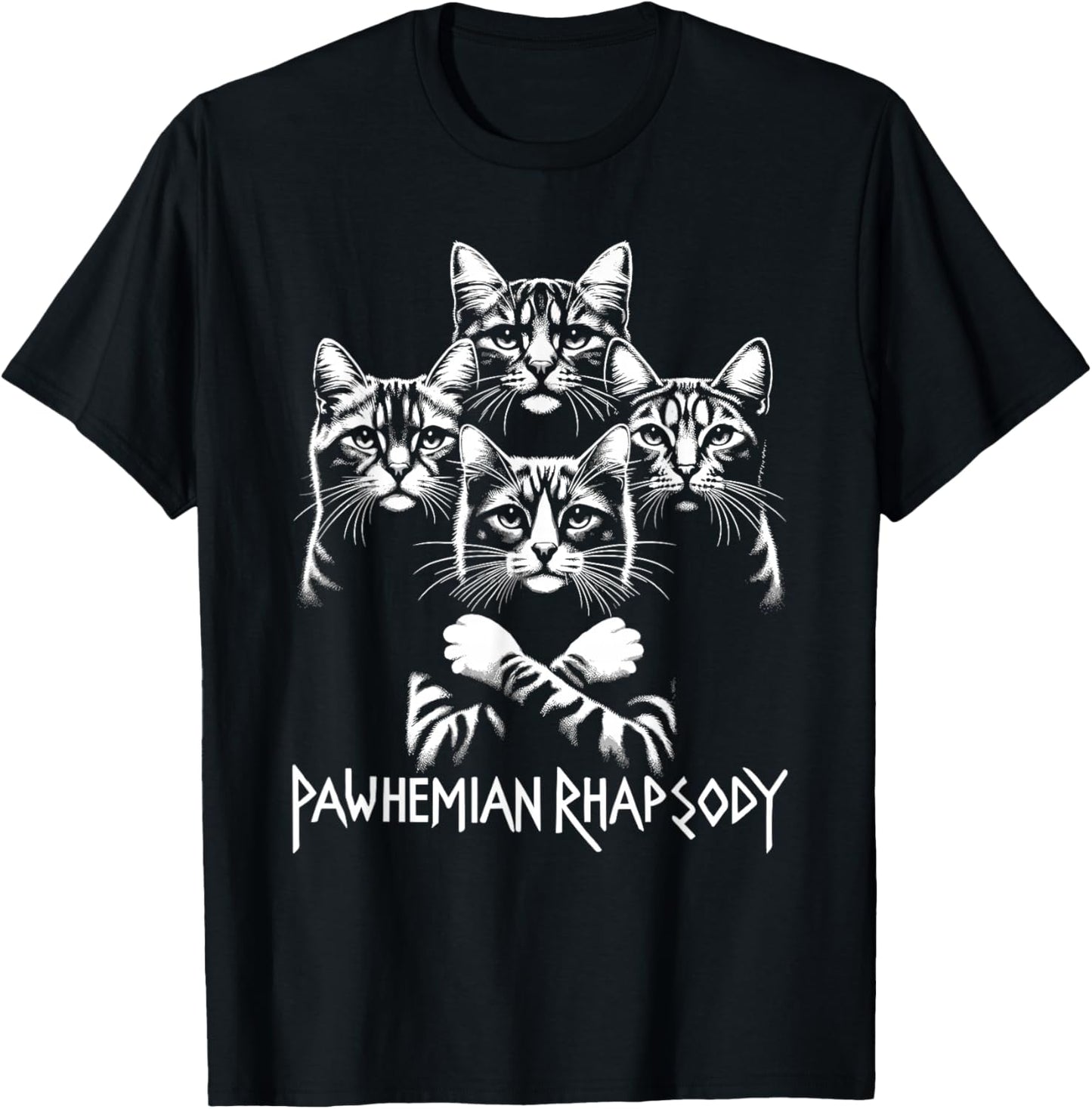 Retro Cat Rock Music Concert Band Men Kids Women Funny Cat T-Shirt - T-Shirt | Black
