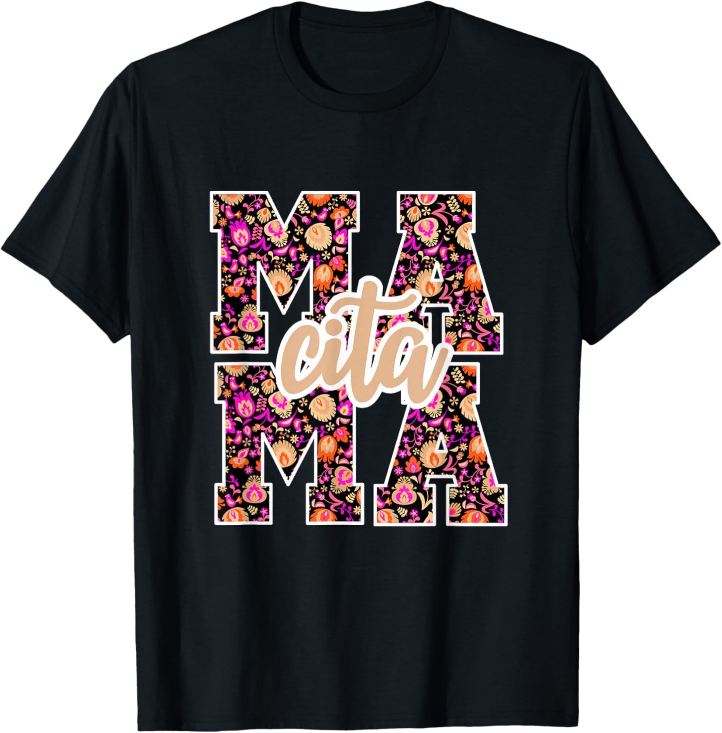 Mamacita Latina Women Modern Floral Aesthetic T-Shirt - T-Shirt | Black
