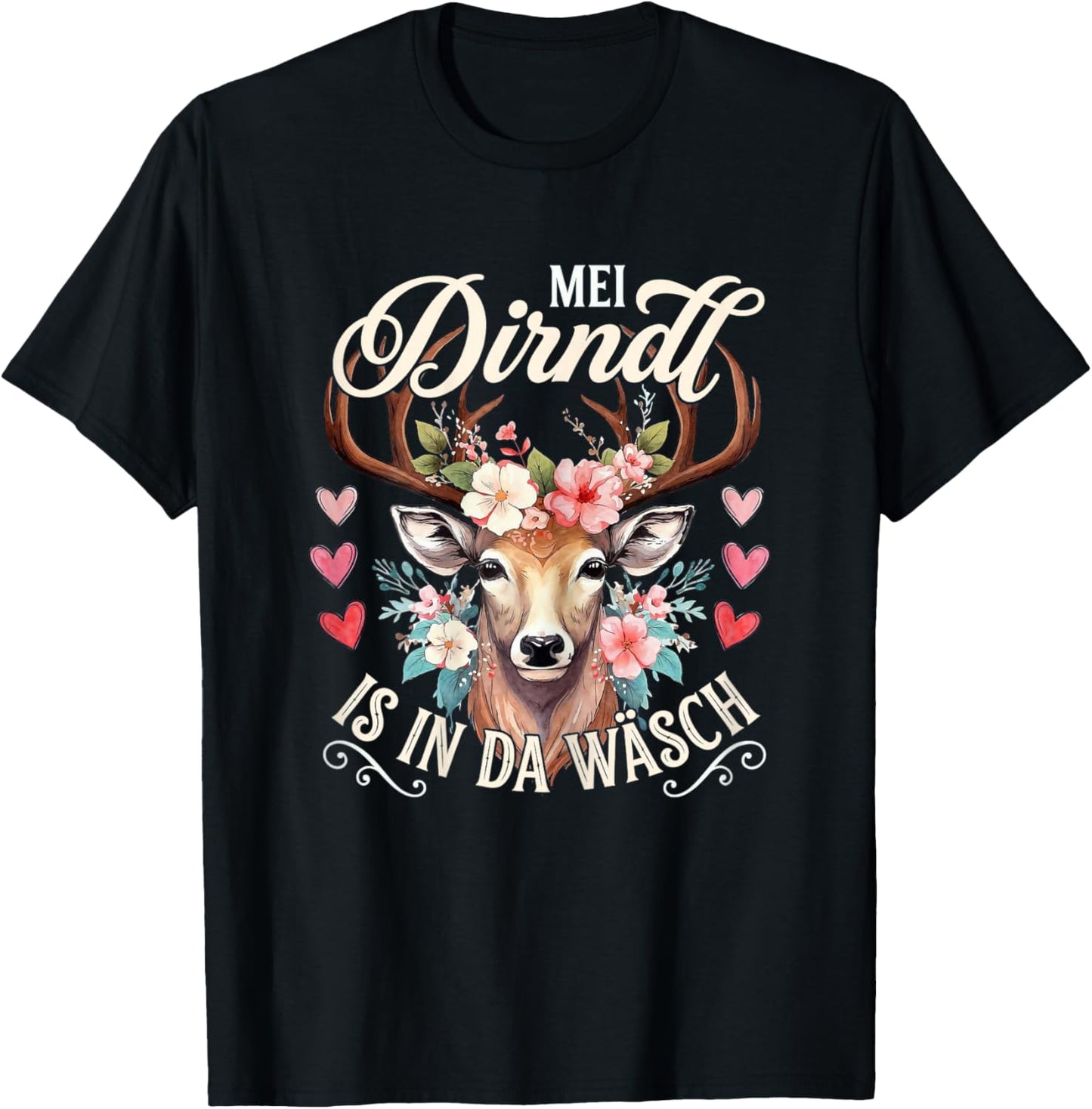 MEI Dirndl is in da Wäsch Trachtenshirt Damen Dirndl Tracht T-Shirt - T-Shirt | Black