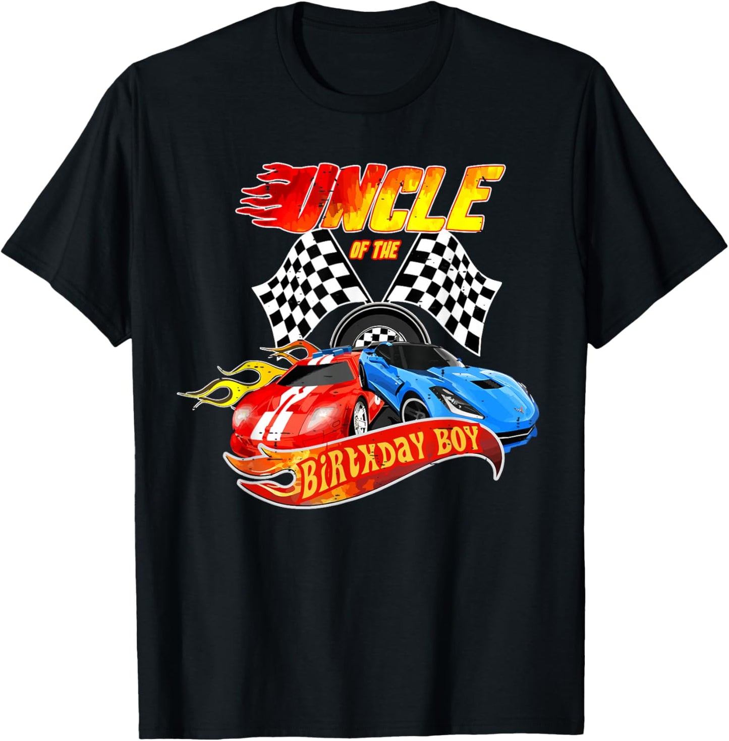 Uncle Of The Birthday Boy Race Car Birthday Party Racing T-Shirt - T-Shirt | Black
