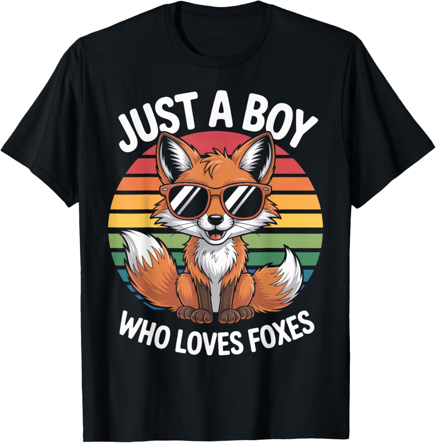 Just A Boy Who Loves Foxes Animal Enthusiast Fox Fan T-Shirt - T-Shirt | Black