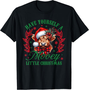 Have Yourself A Mooey Little Christmas Funny Cow Santa Women T-Shirt - T-Shirt | Black