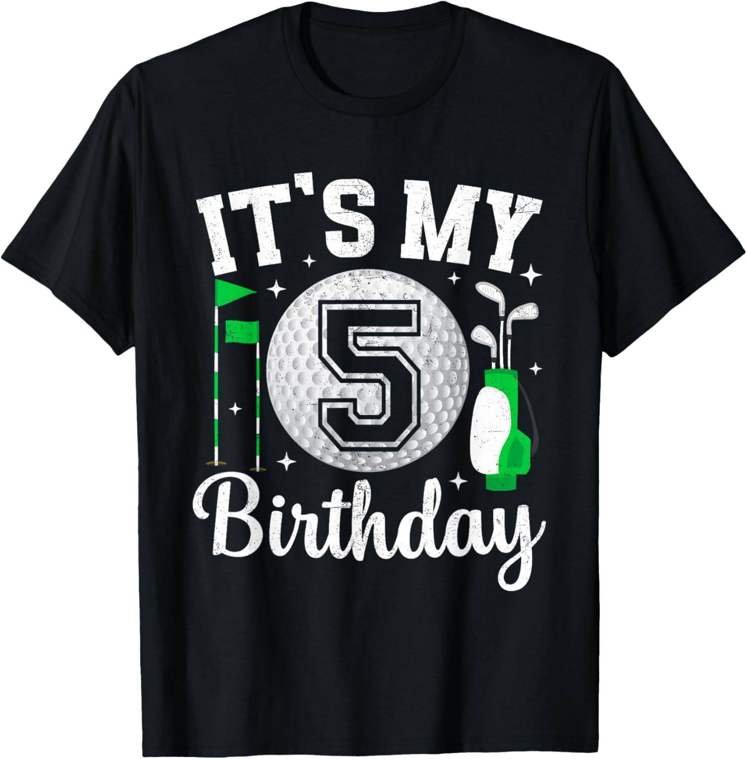 It's My 5th Birthday Golf 5 Year Old Golf Player Birthday T-Shirt - T-Shirt | Black