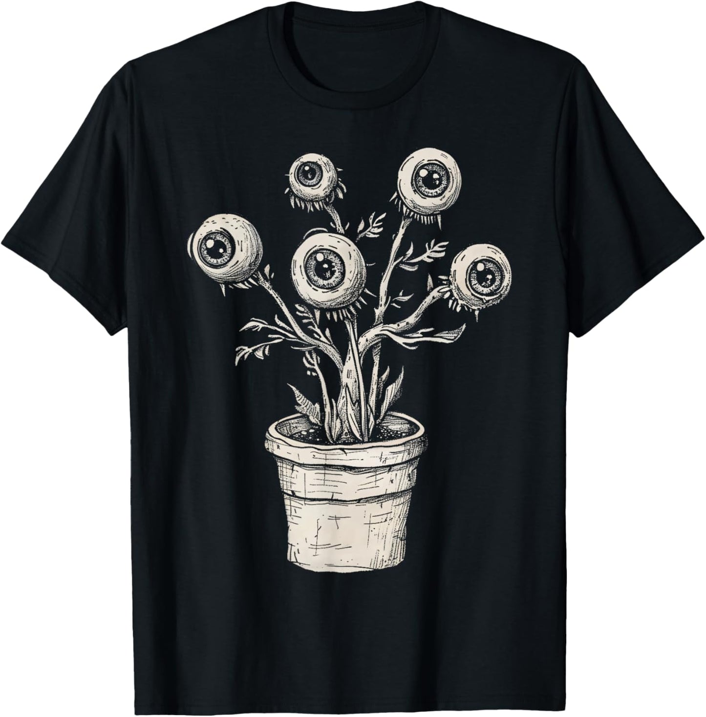 Eyes Eyeballs Plant Weird Goth Grunge Odd Strange Aesthetic T-Shirt - T-Shirt | Black