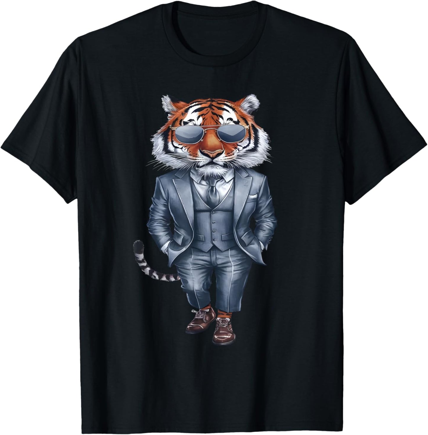 Tiger Men Woman Tiger in Suit Tiger T-Shirt - T-Shirt | Black