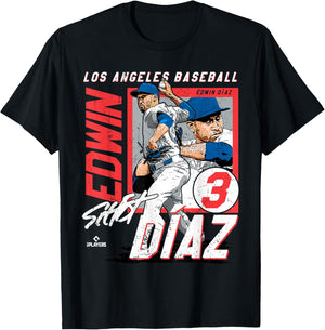 Edwin Diaz | Los Angeles D Baseball Players | MLBEDD203M T-Shirt - T-Shirt | Black