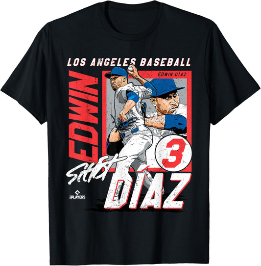 Edwin Diaz | Los Angeles D Baseball Players | MLBEDD203M T-Shirt - T-Shirt | Black