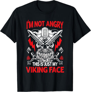 I'm Not Angry This is Just my Viking Face Valhalla Viking T-Shirt - T-Shirt | Black