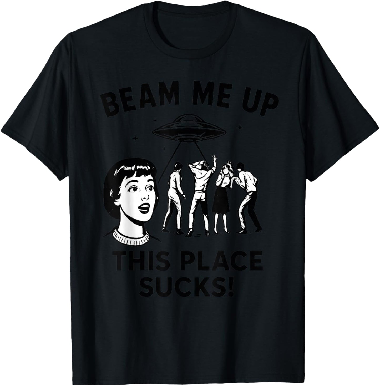 Beam Me Up Funny Space T-Shirt - T-Shirt | Black