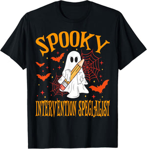 Spooky Intervention Specialist Halloween School T-Shirt - T-Shirt | Black