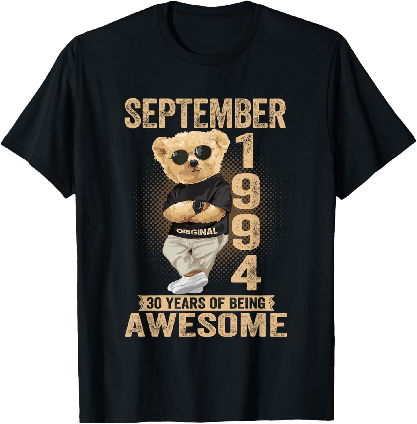 September 31th Birthday Men Women 1994 Awesome Teddy Bear T-Shirt - T-Shirt | Black