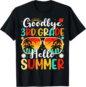 Goodbye 3rd Grade Hello Summer Day of School Third Grade T-Shirt - T-Shirt | Black