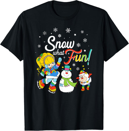 Rainbow Brite Christmas Snow What Fun! Snowman T-Shirt - T-Shirt | Black