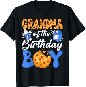 Grandma of The Birthday Boy Milk and Cookies 1St Birthday T-Shirt - T-Shirt | Black