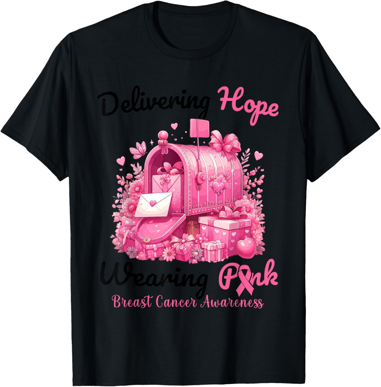 Postal Carrier Breast Cancer Awareness October We Wear Pink T-Shirt - T-Shirt | Black