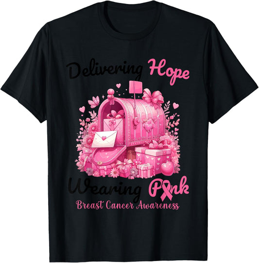 Postal Carrier Breast Cancer Awareness October We Wear Pink T-Shirt - T-Shirt | Black