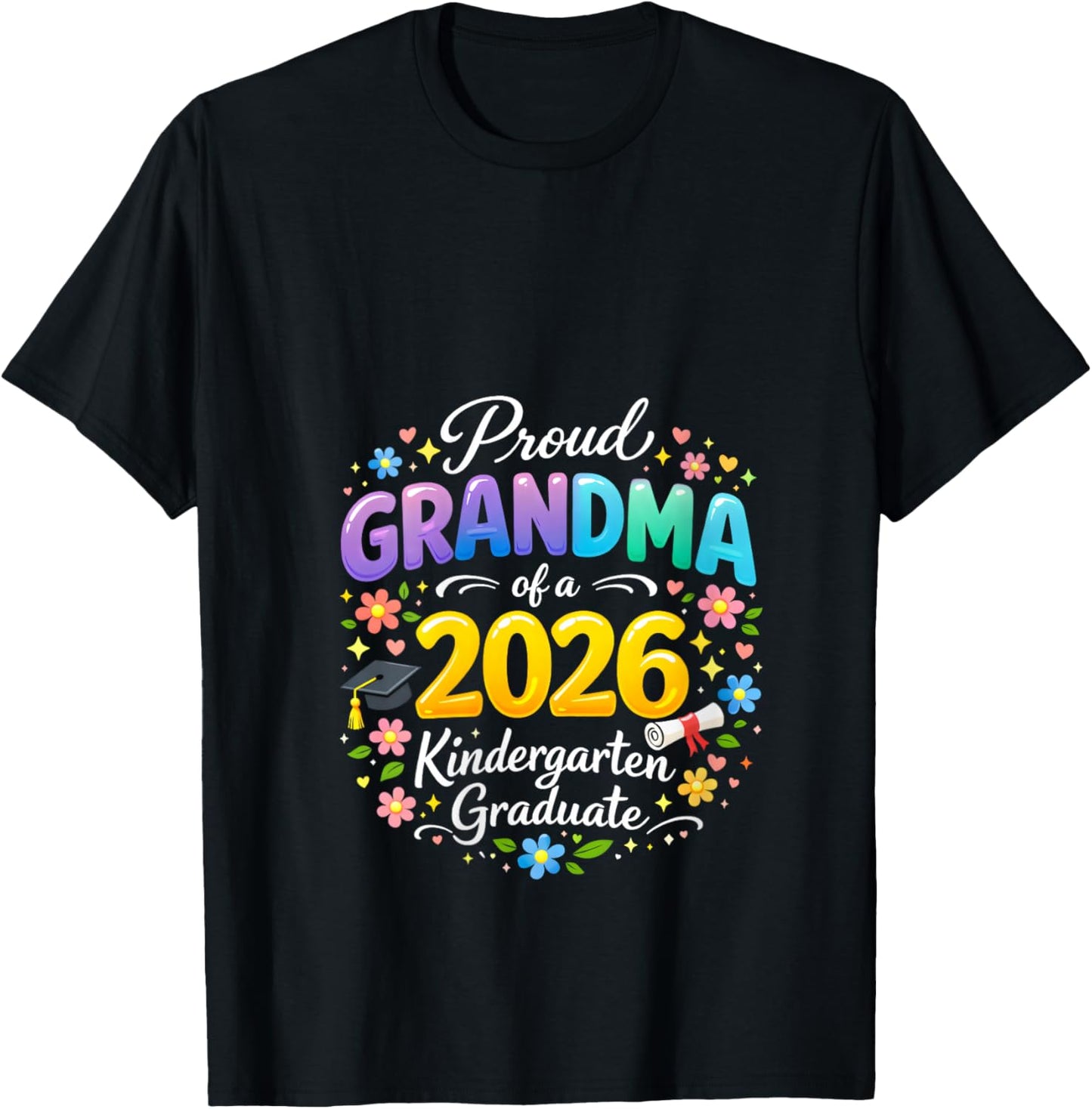 Women's Proud Grandma of a 2026 Kindergarten Graduate Mothers Day V-Neck T-Shirt - T-Shirt | Black