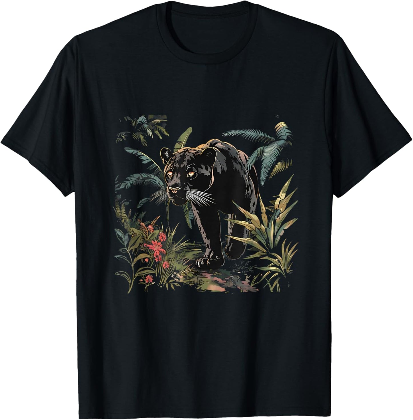 Panther Wildlife Nature Jungle Animal Art Panther Lover T-Shirt - T-Shirt | Black