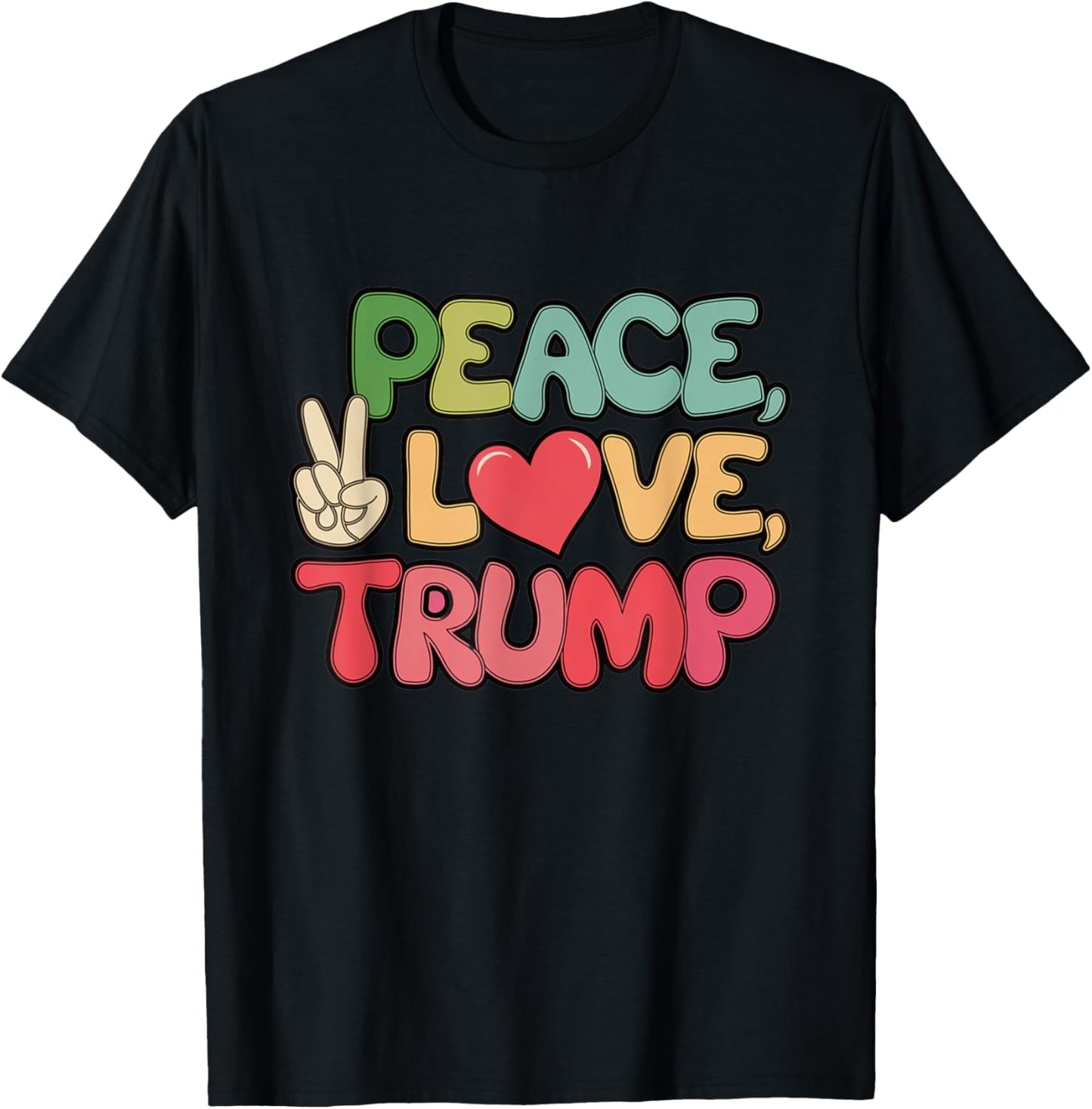 Peace Love Trump Donald Trump Retro Vintage US President T-Shirt - T-Shirt | Black
