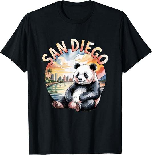 San Diego Panda Cute Animal City Zoo Park T-Shirt - T-Shirt | Black