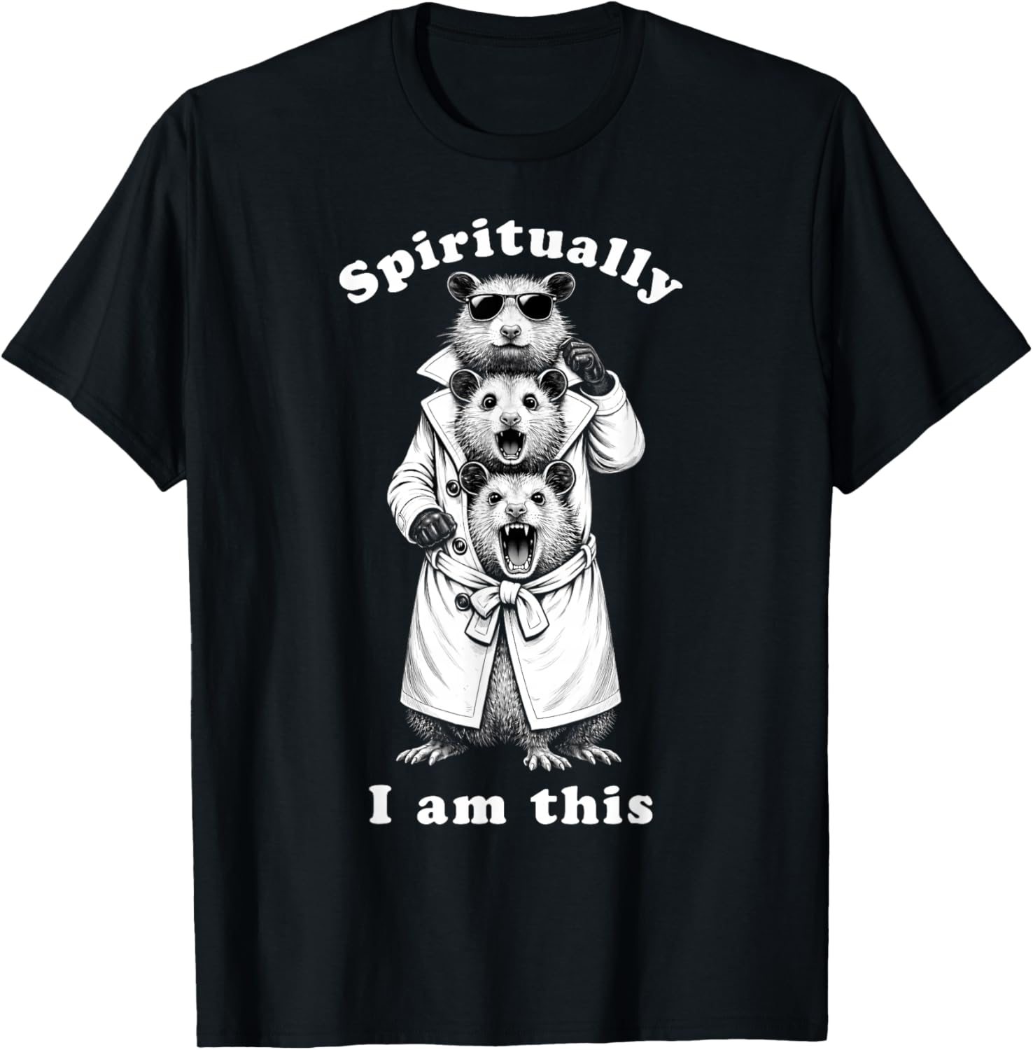 Funny Possums in Trench Coat Feral Relatable Meme Detective T-Shirt - T-Shirt | Black