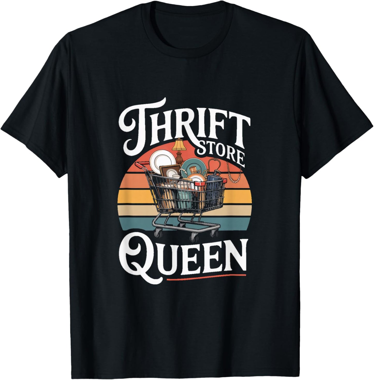 Thrift Store Queen Retro Vintage Thrifting Lover T-Shirt - T-Shirt | Black
