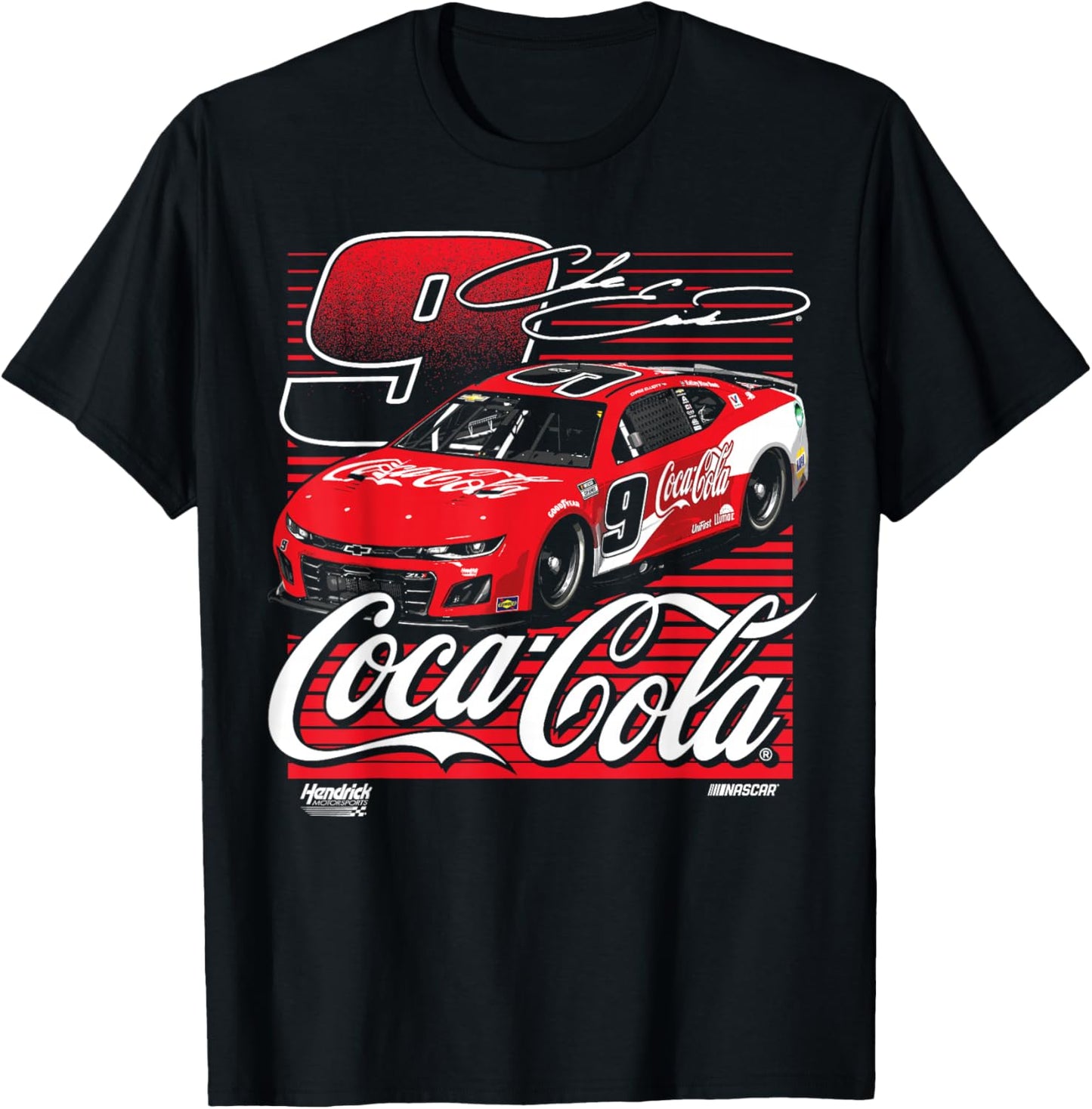 NASCAR - Chase Elliot - Coca-Cola Car Number and Signature T-Shirt - T-Shirt | Black