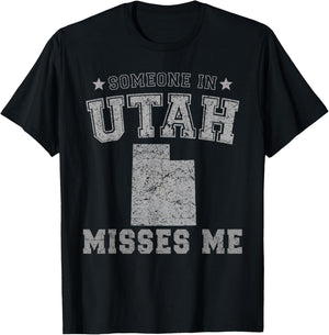 Someone In Utah Misses Me Heart Vintage State T-Shirt - T-Shirt | Black