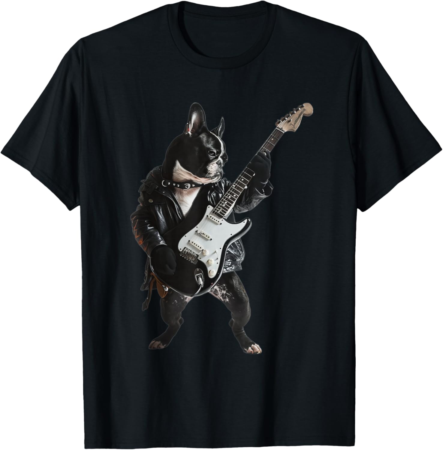 Boston Terrier Guitar T-Shirt - T-Shirt | Black