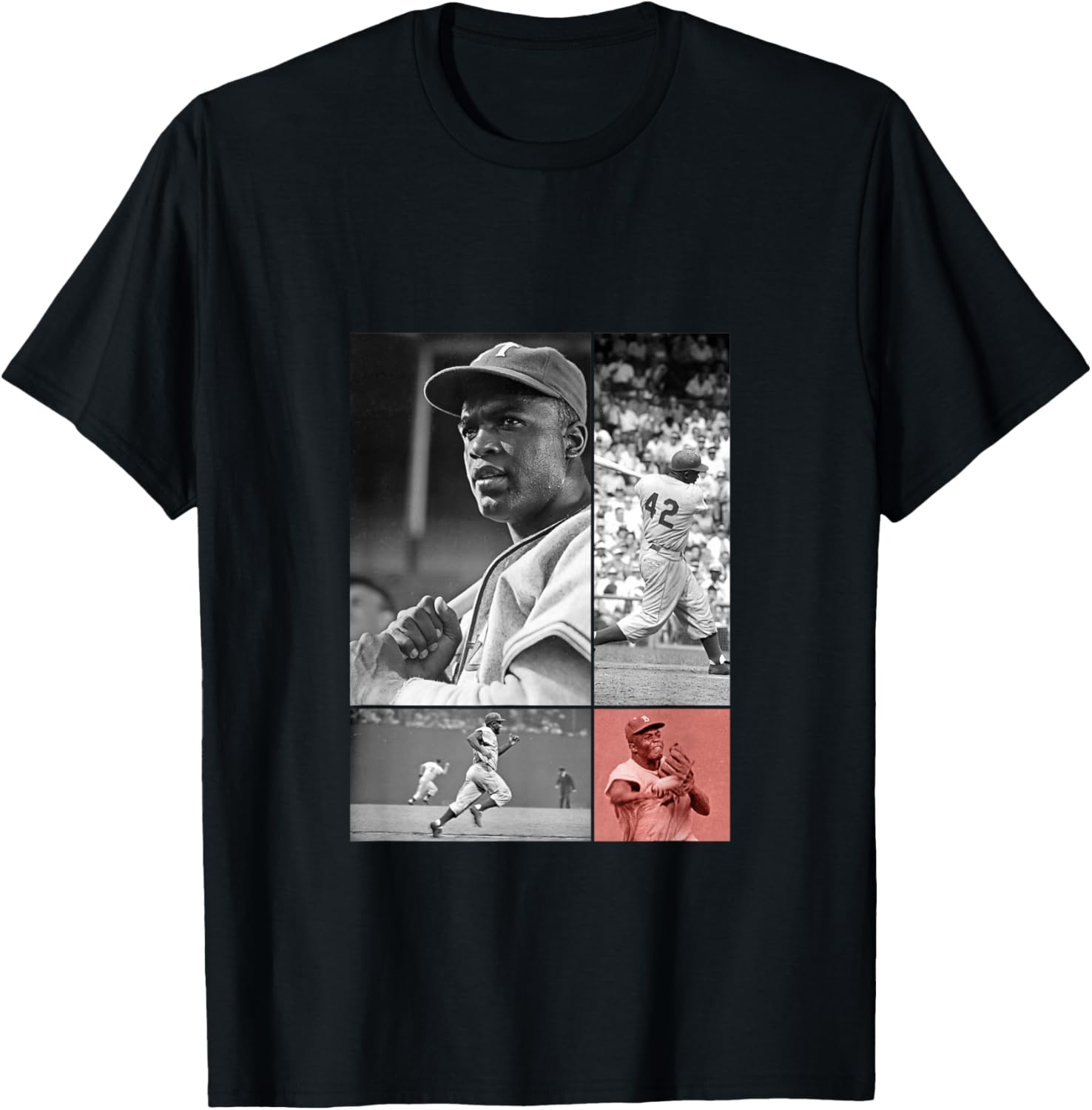 Jackie Robinson_Baseball_035 T-Shirt - T-Shirt | Black